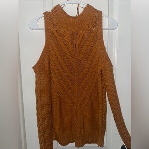 Aeropostale Off-the-Shoulder Sweater in Warm Brown